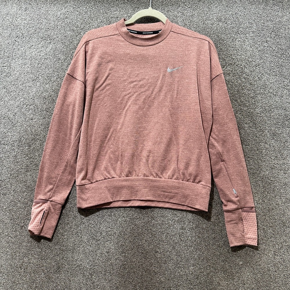 Nike Therma Dri-FIT Running Crew Sweatshirt Pink Womens XS Athleisure Fitness